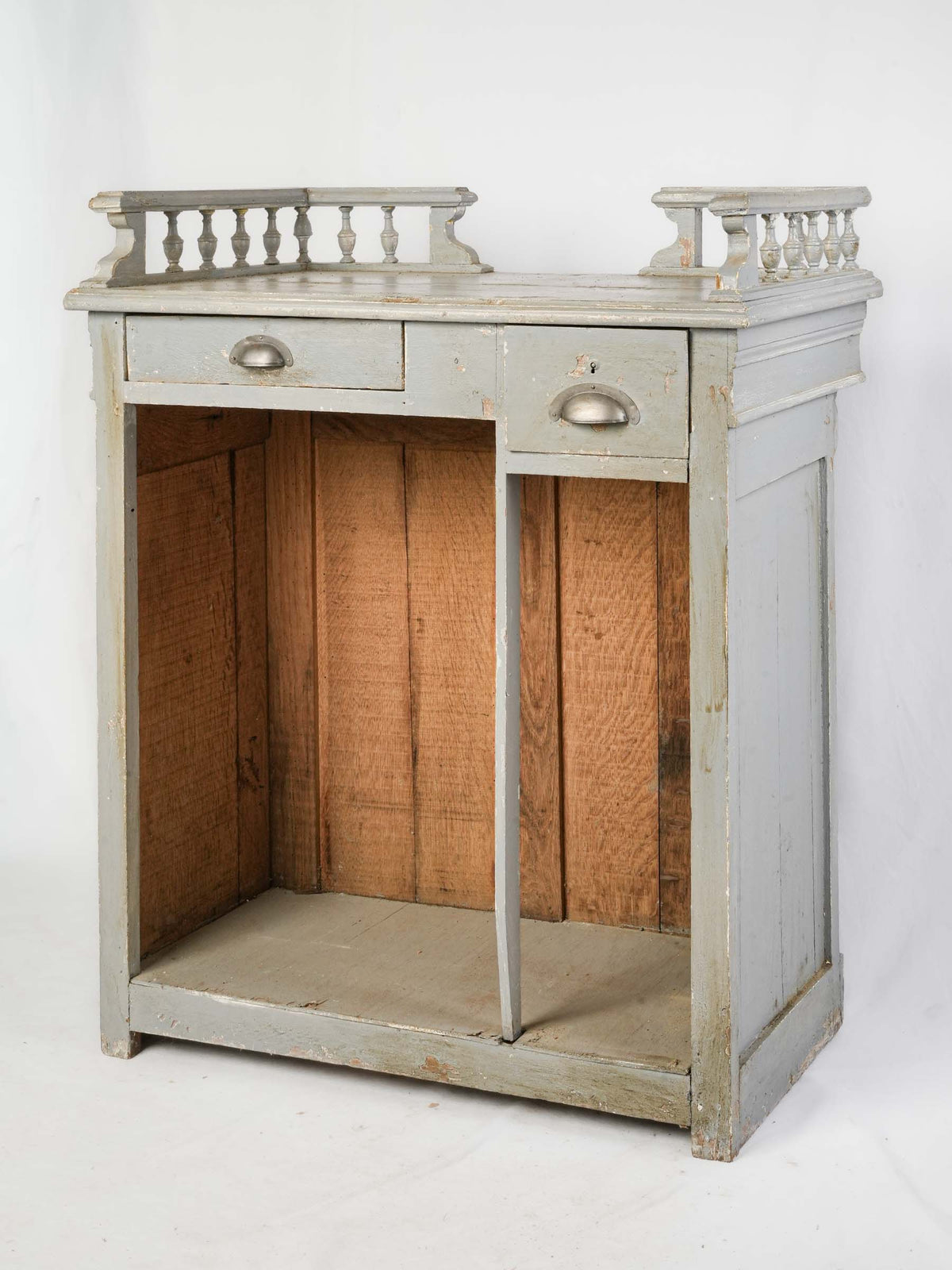 Antique French Shop Counter with Timeworn Gray Paint - 38¼" x 32"