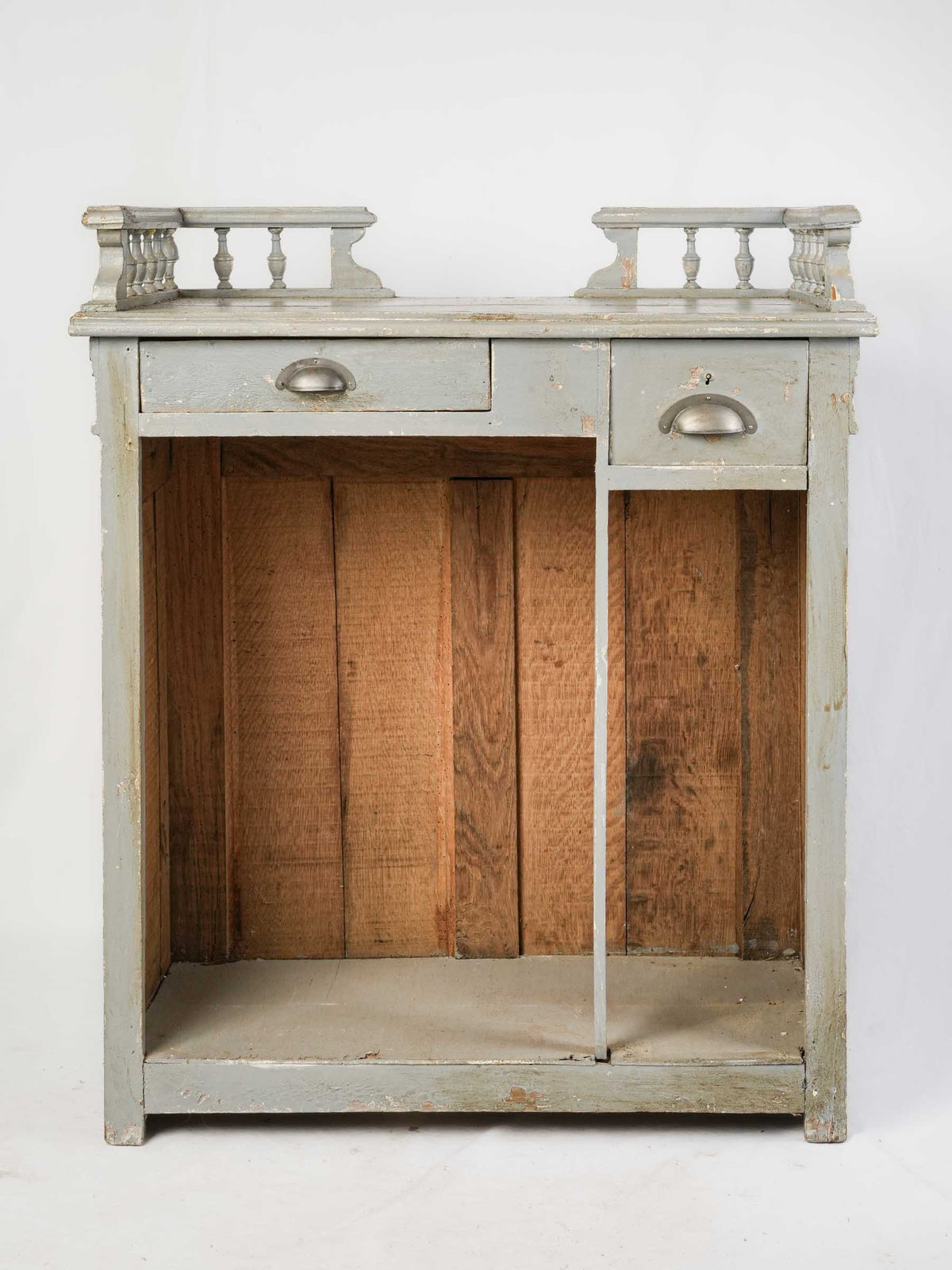 Antique French Shop Counter with Timeworn Gray Paint - 38¼" x 32"