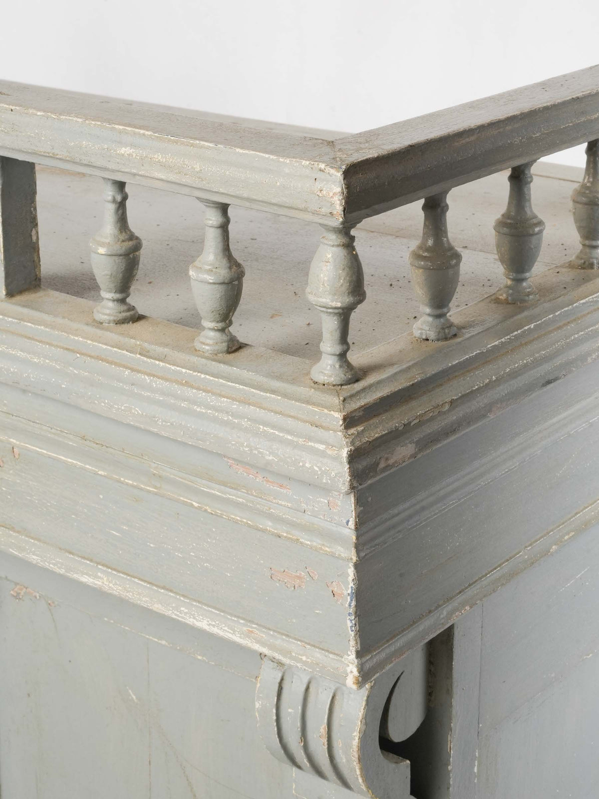 Antique French Shop Counter with Timeworn Gray Paint - 38¼" x 32"