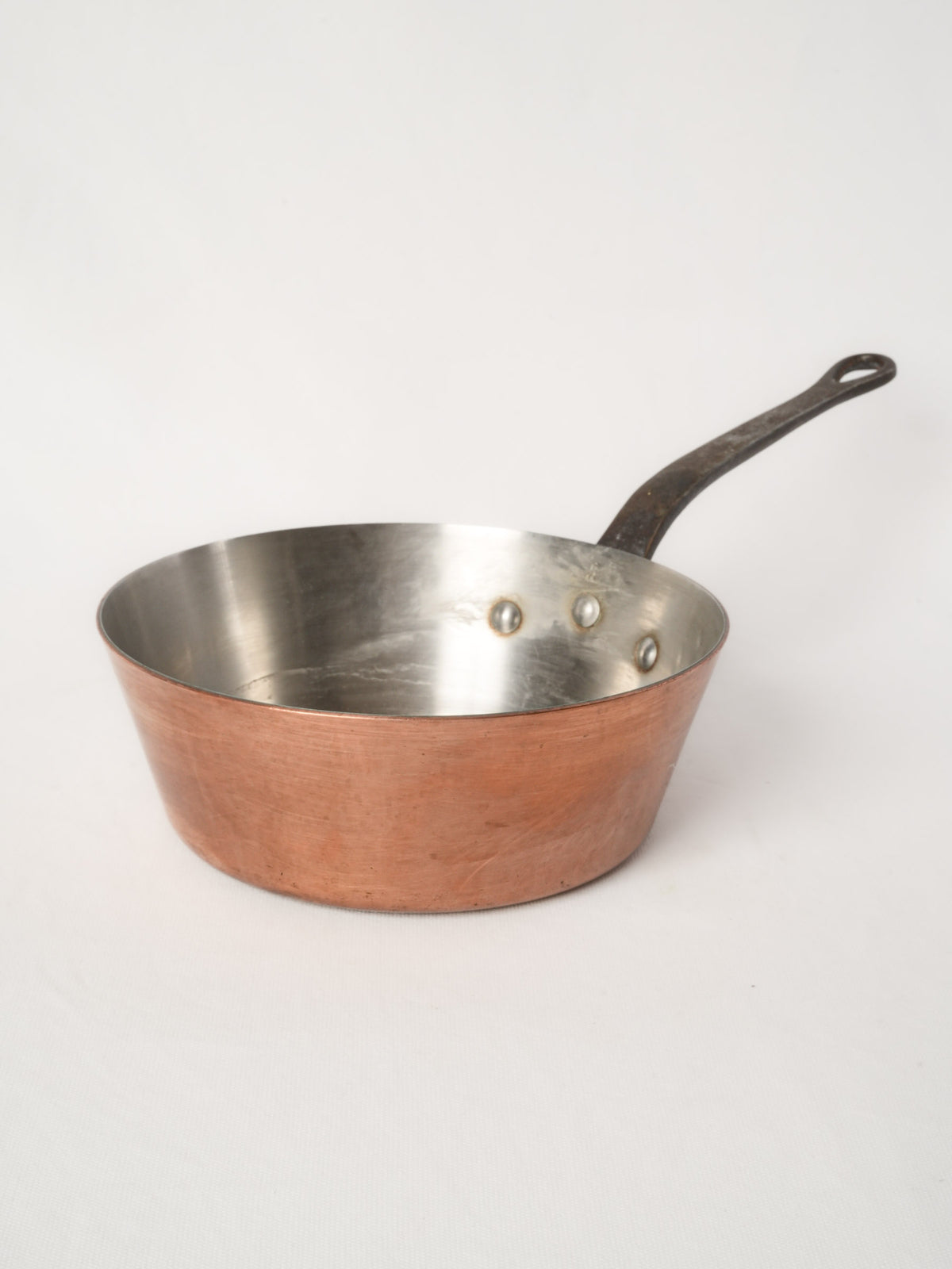 Large French Copper Faitout with Iron Handle from Avignon