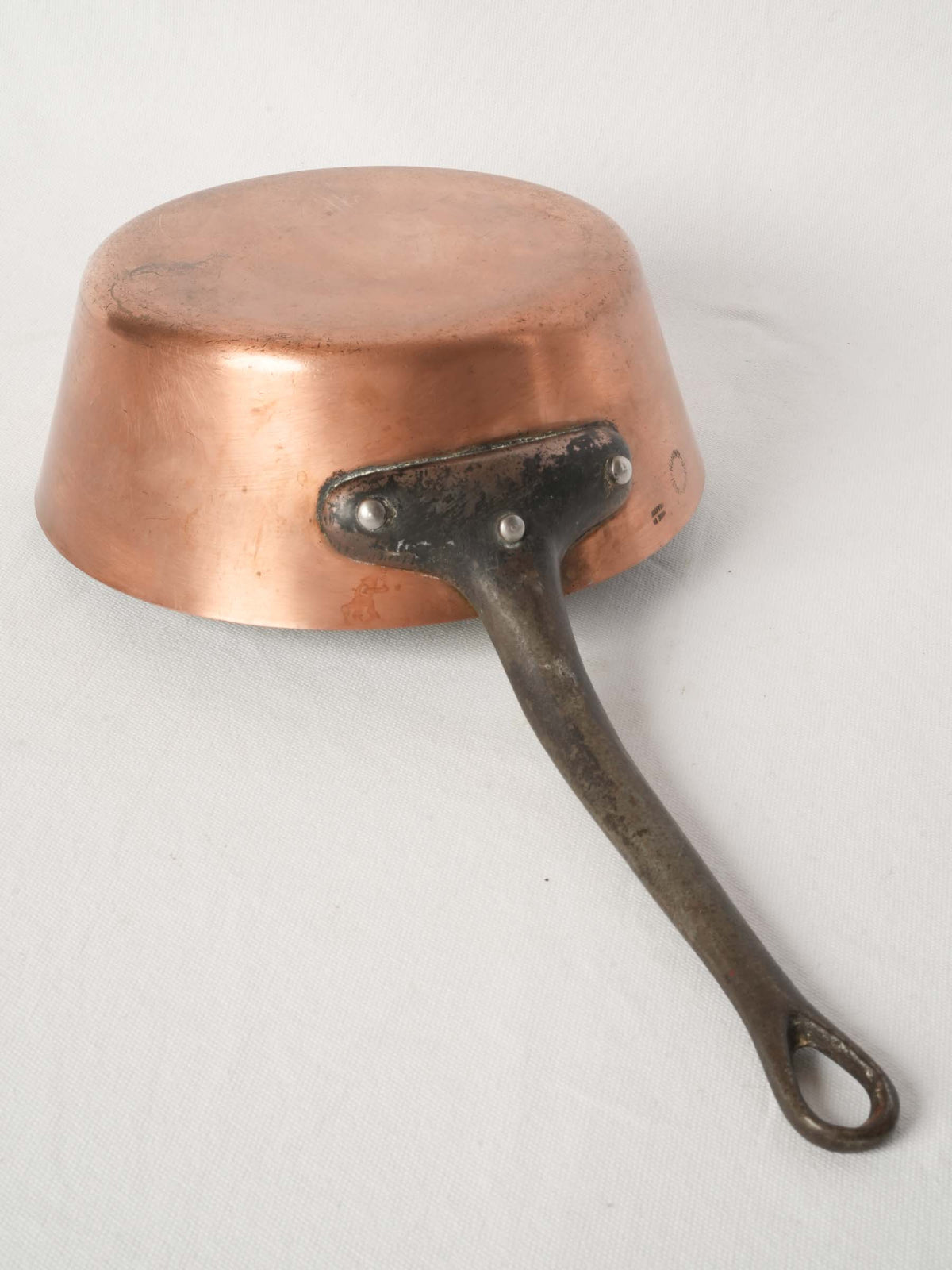 Large French Copper Faitout with Iron Handle from Avignon