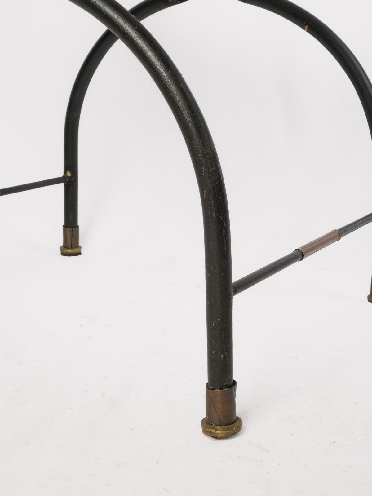 Set of Four Mid-Century French Curule Folding Armchairs w/ Brass Details, in the Manner of Maison Jansen