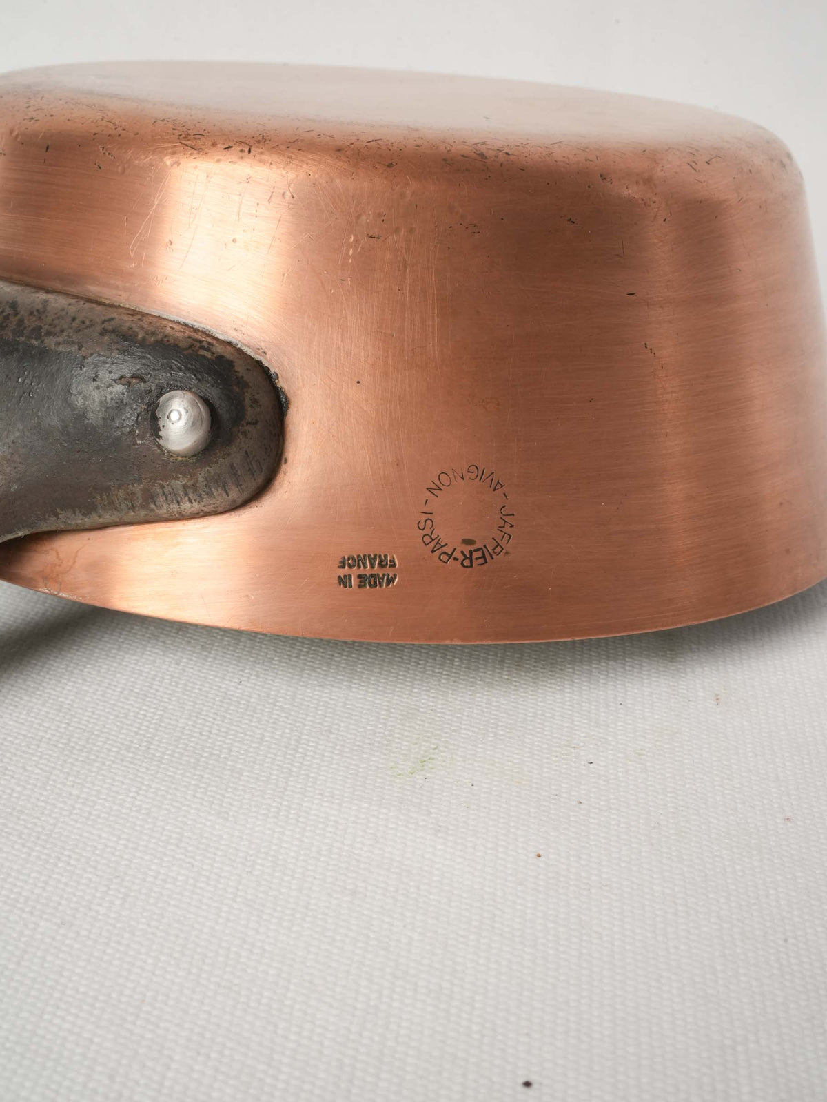 Vintage French Copper Faitout with Iron Handle from Avignon