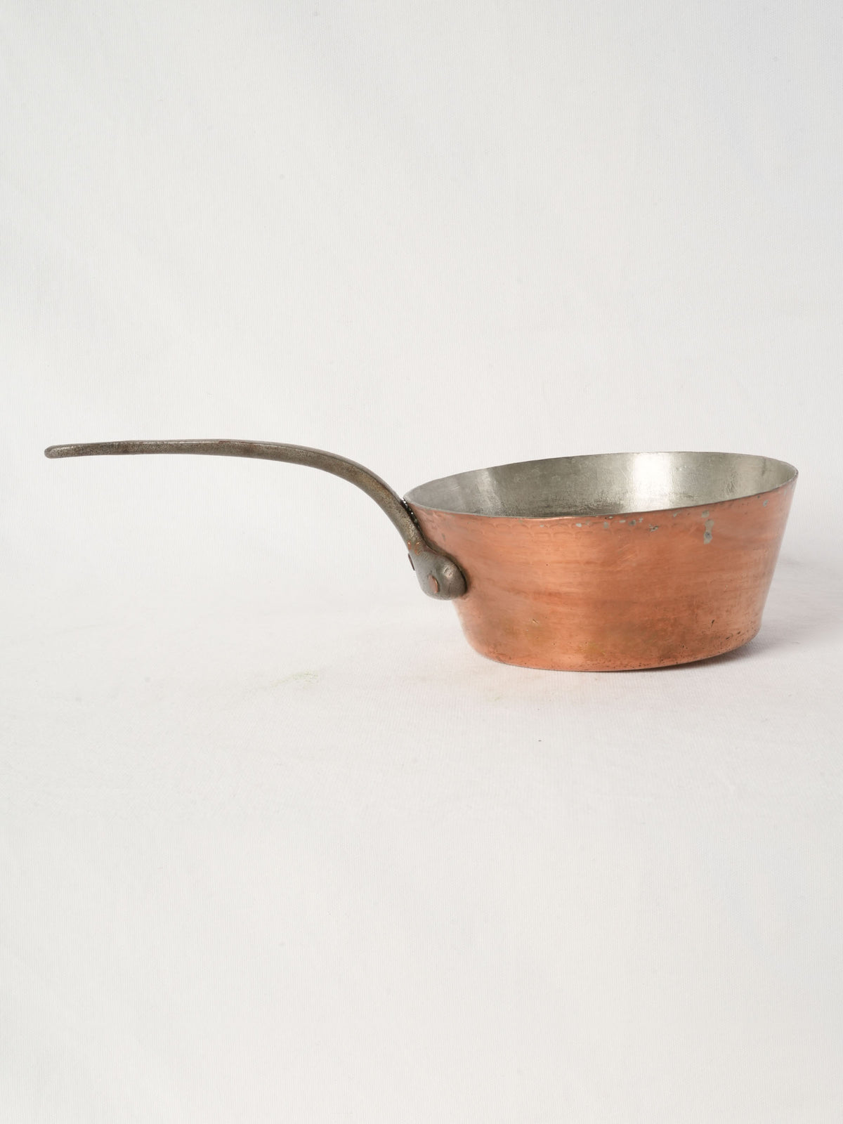 Antique French Hammered Copper Saucepan with Iron Handle
