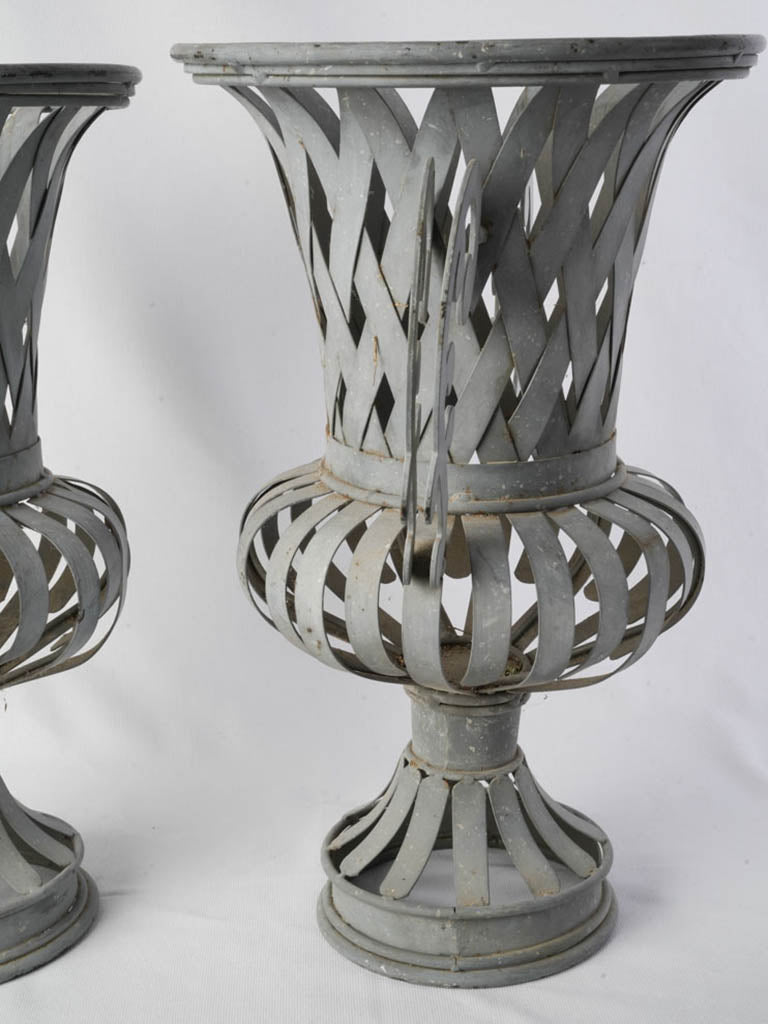 Traditional wrought iron garden urns