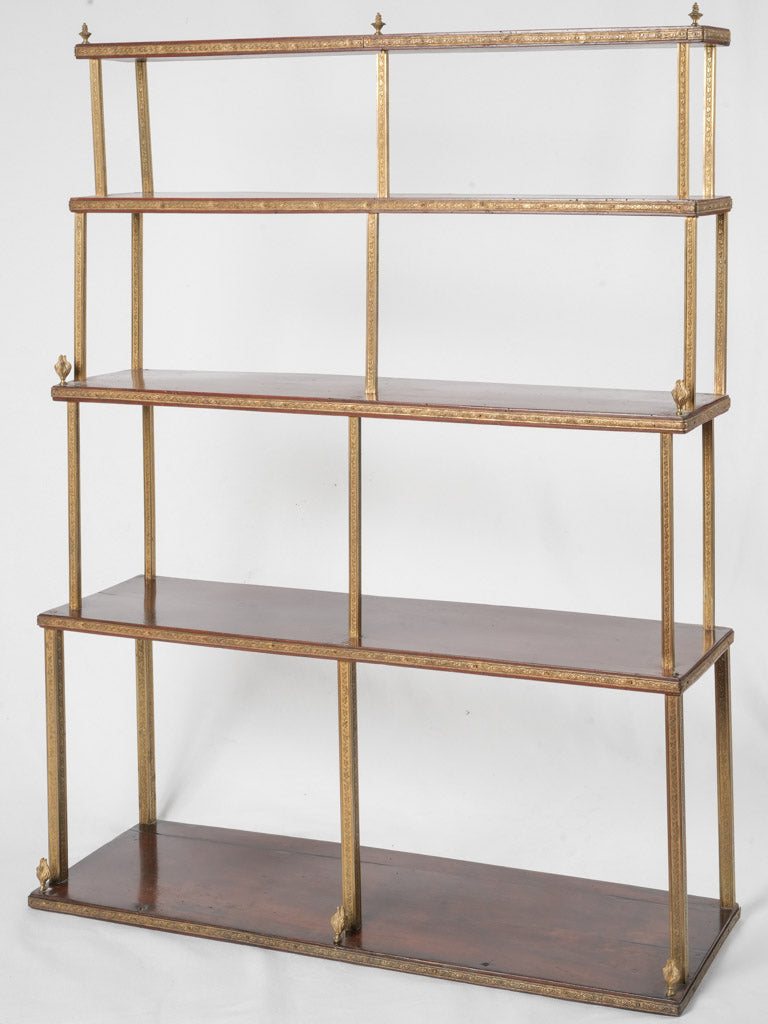 Antique Brass Mahogany Étagère Shelf