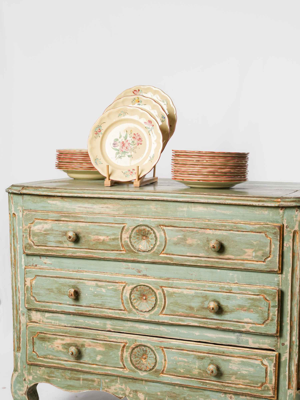 18th-Century French Oak Chest of Drawers with Celadon Green Patina - 32¼" x 40½"