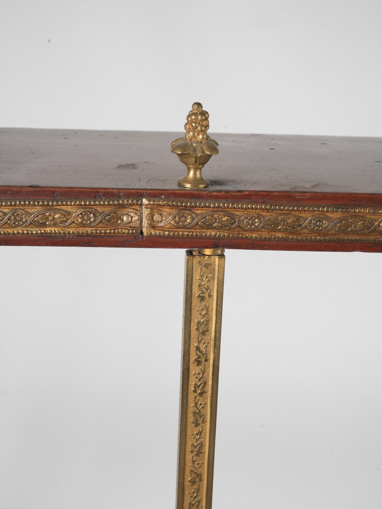 Stylish Antique Mahogany Brass Étagère