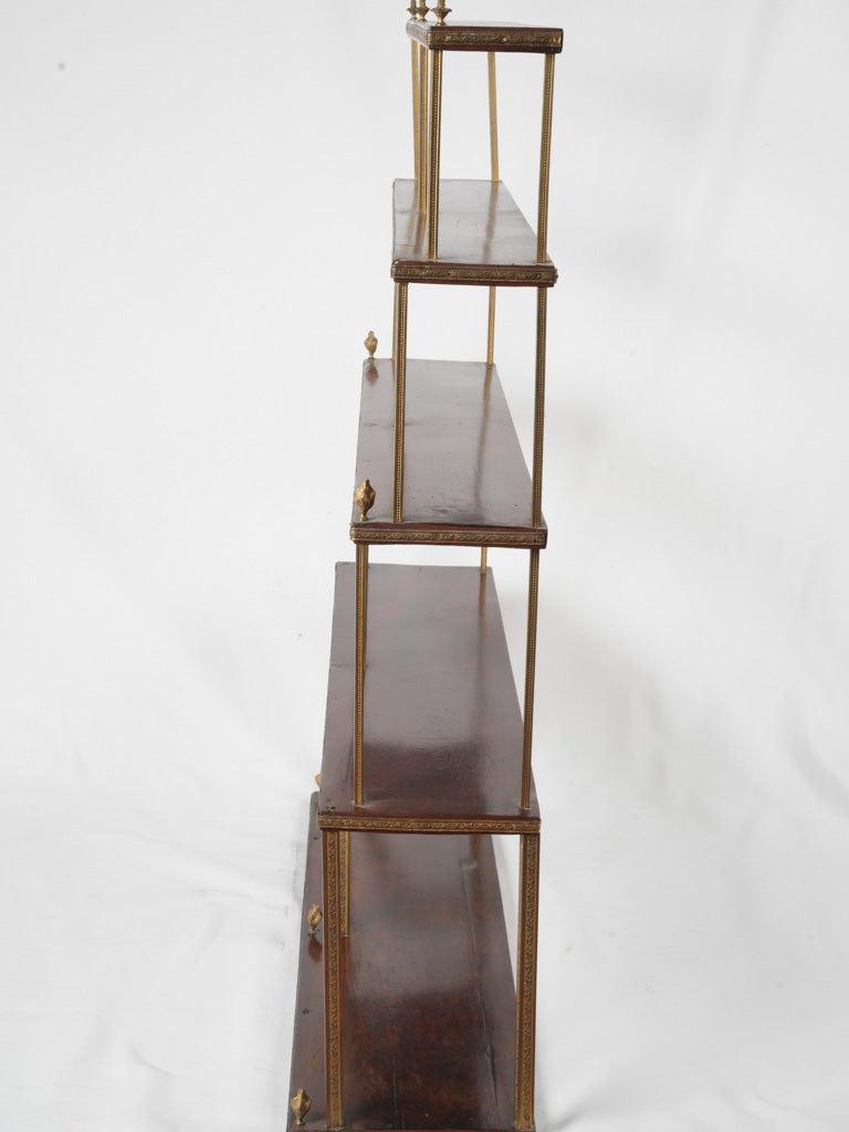 Elegant Brass Accented Mahogany Étagère