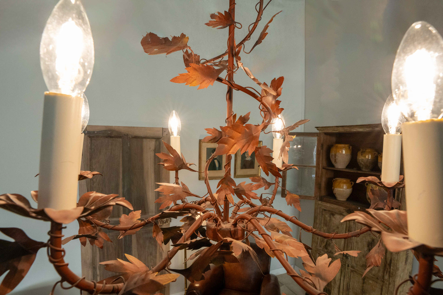Classic vintage metal leaf pendant chandelier