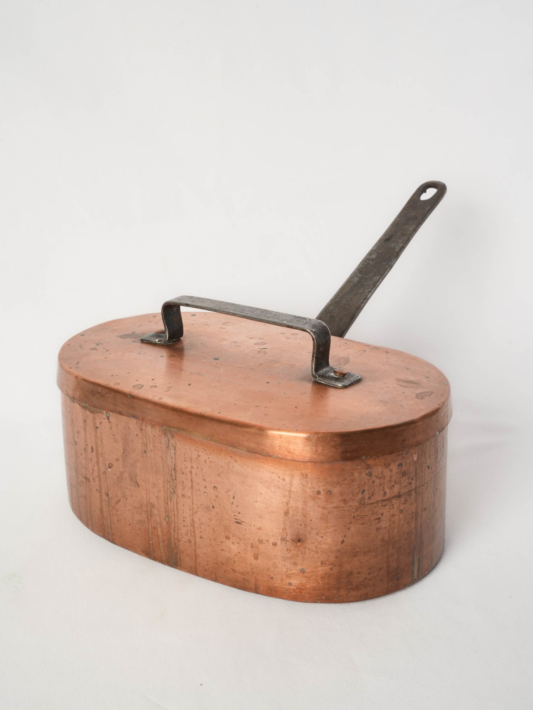 French Copper Daubière with Wrought Iron Handle from Chanteduc