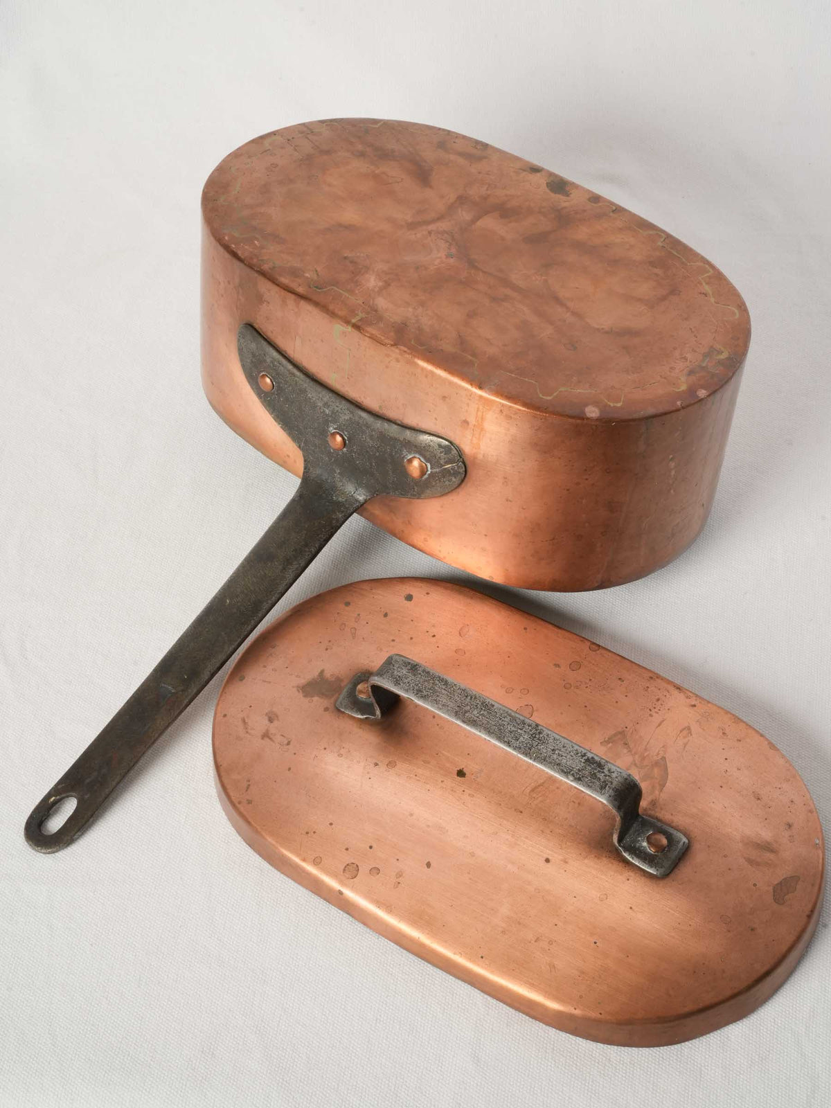 French Copper Daubière with Wrought Iron Handle from Chanteduc