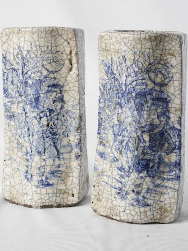 Ivory crackle-glazed blue vases
