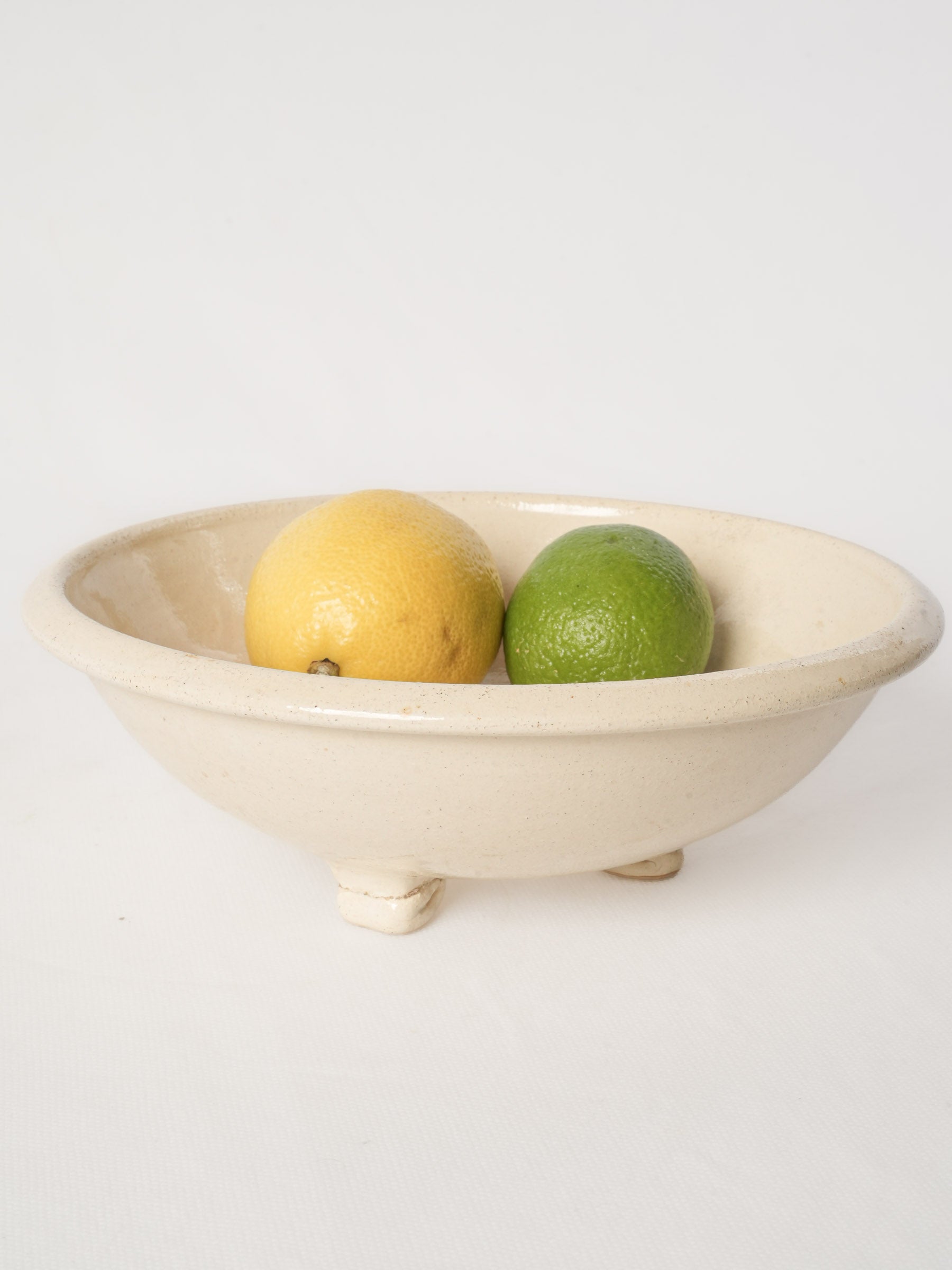 Vintage French Ceramic Colander w/ Ivory Glaze 8¾"