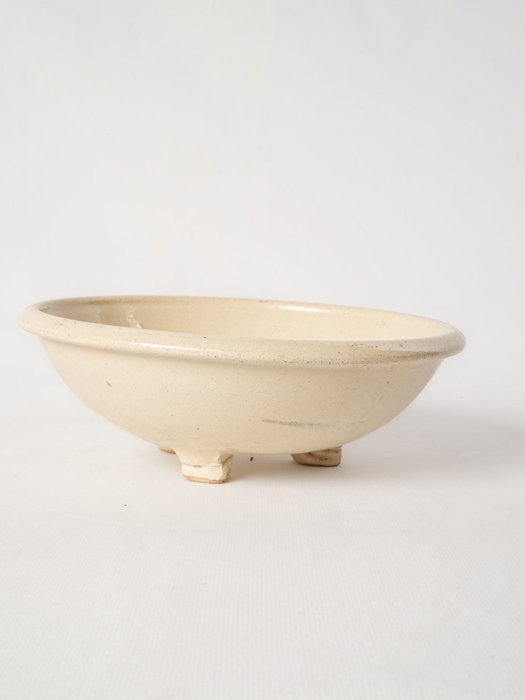Vintage French Ceramic Colander w/ Ivory Glaze 8¾"