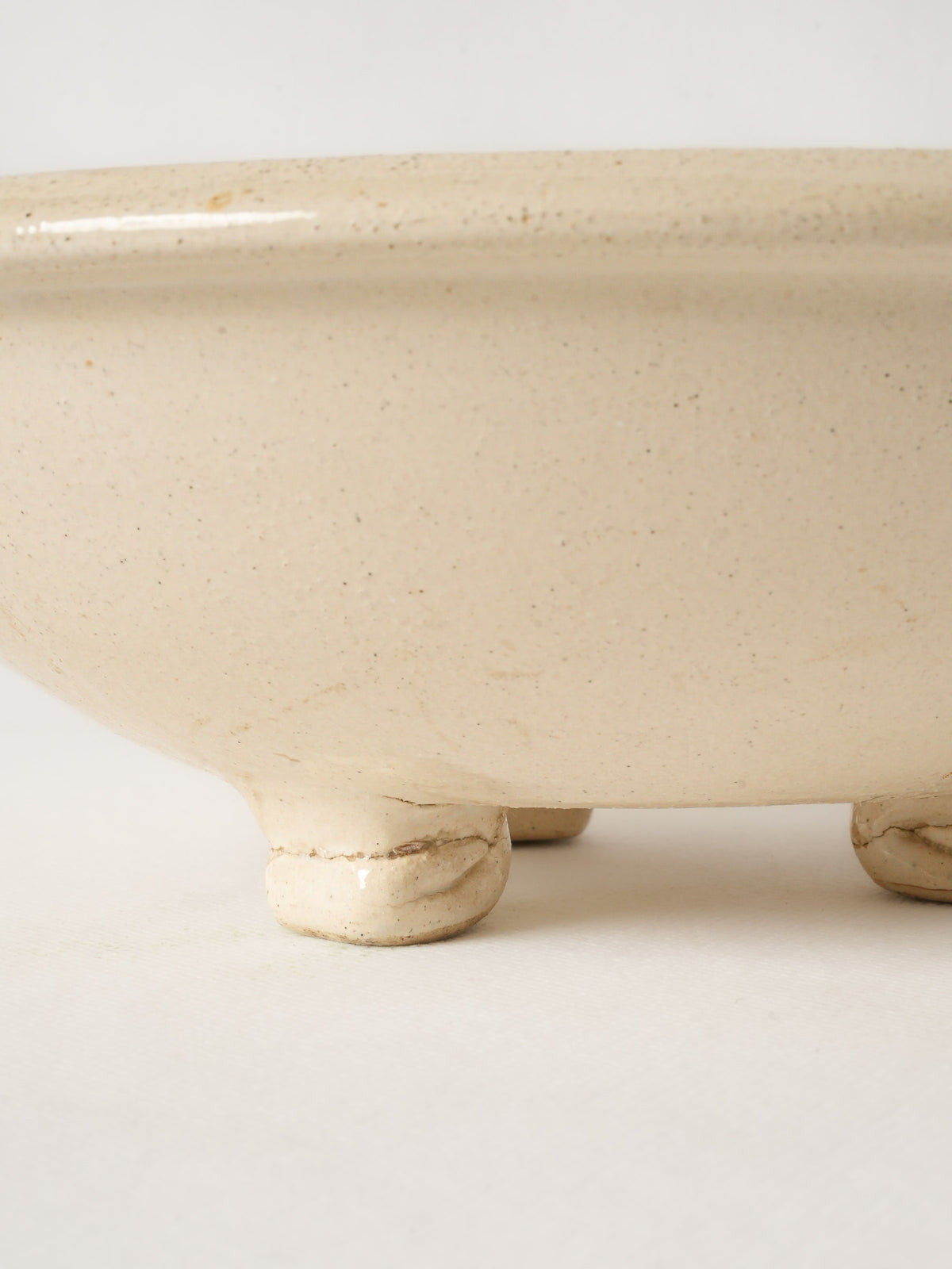 Vintage French Ceramic Colander w/ Ivory Glaze 8¾"