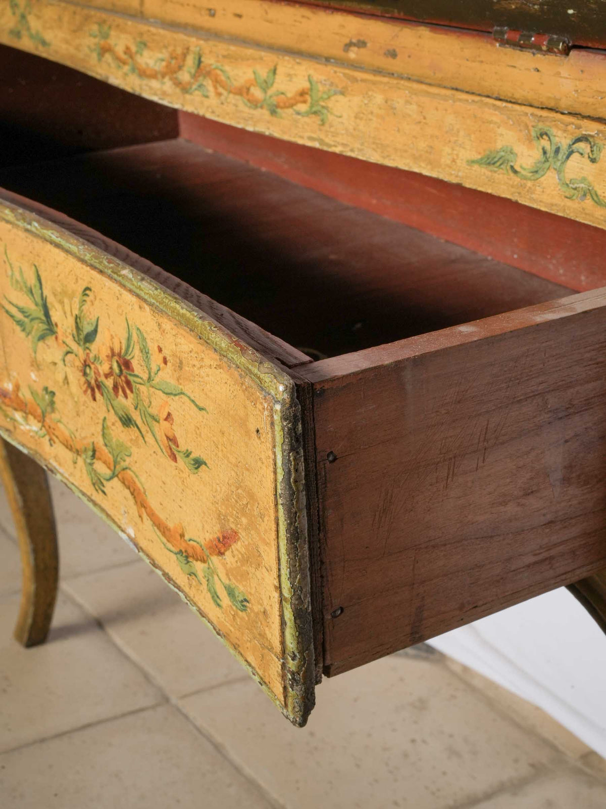 Stunning 18th-Century Rococo Hand-Painted Slant-Front Writing Desk - 39" x 40½"
