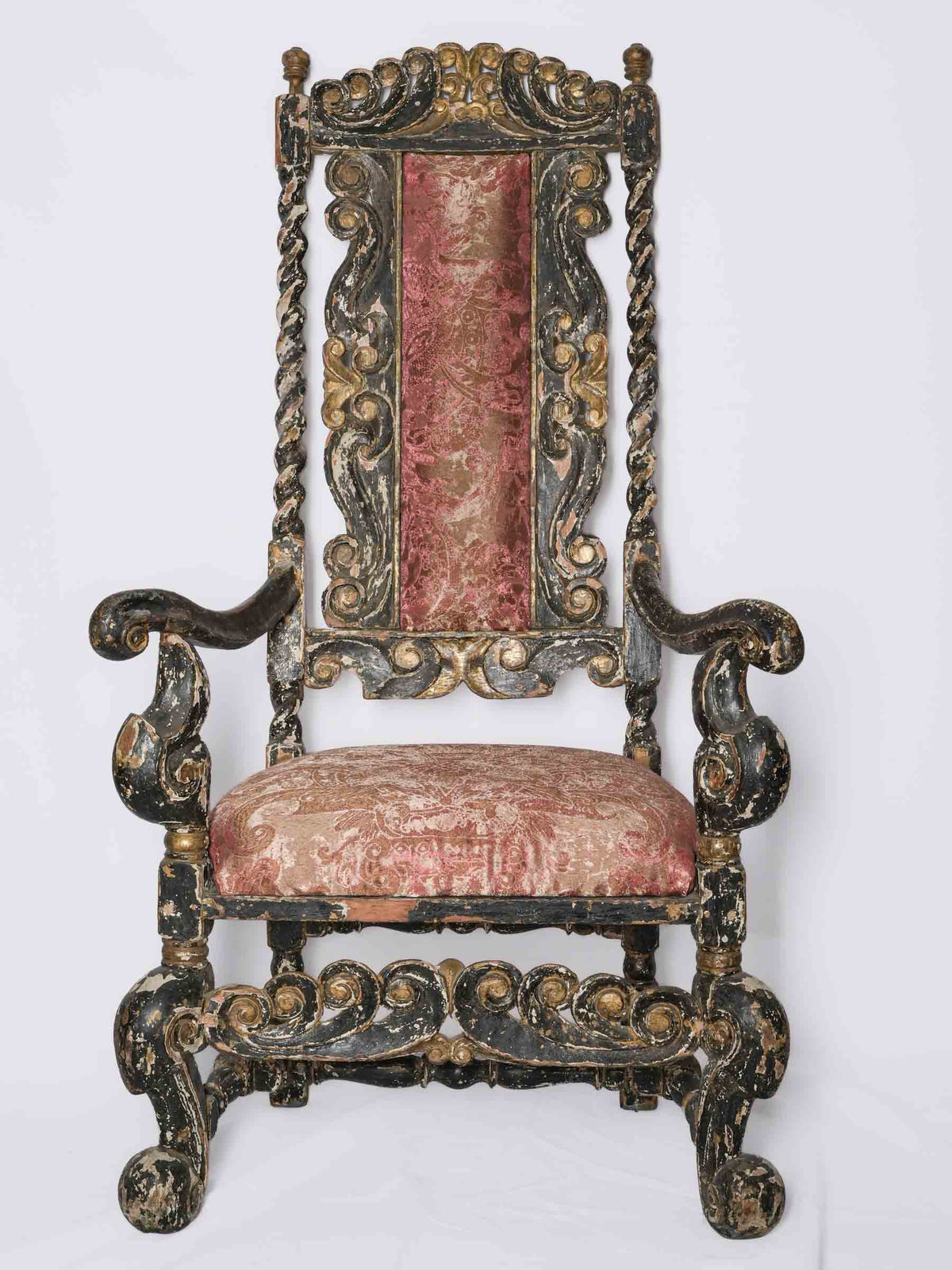 18th-Century Venetian Baroque Armchair with New Rubelli Upholstery - 52¼"