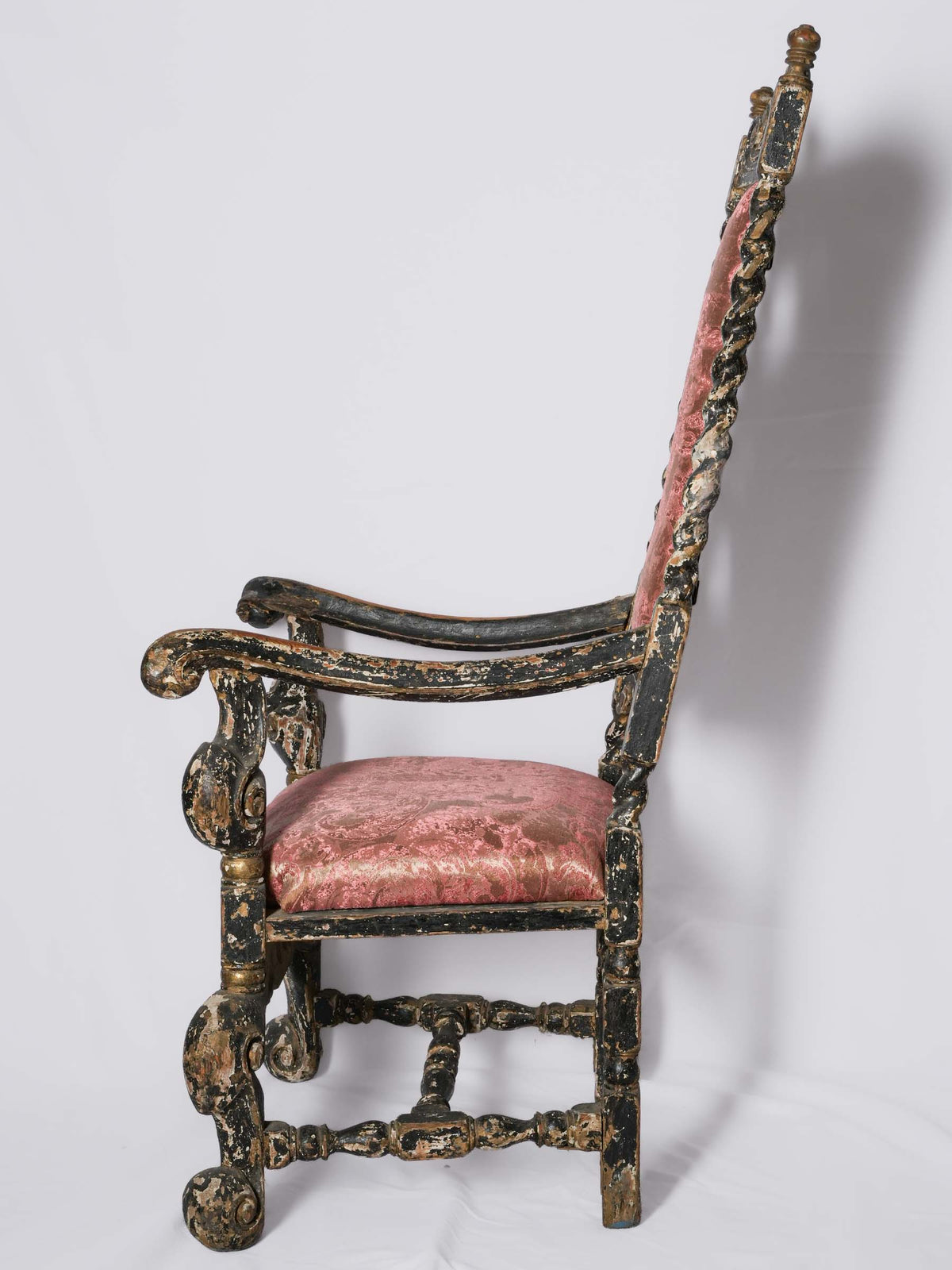 18th-Century Venetian Baroque Armchair with New Rubelli Upholstery - 52¼"