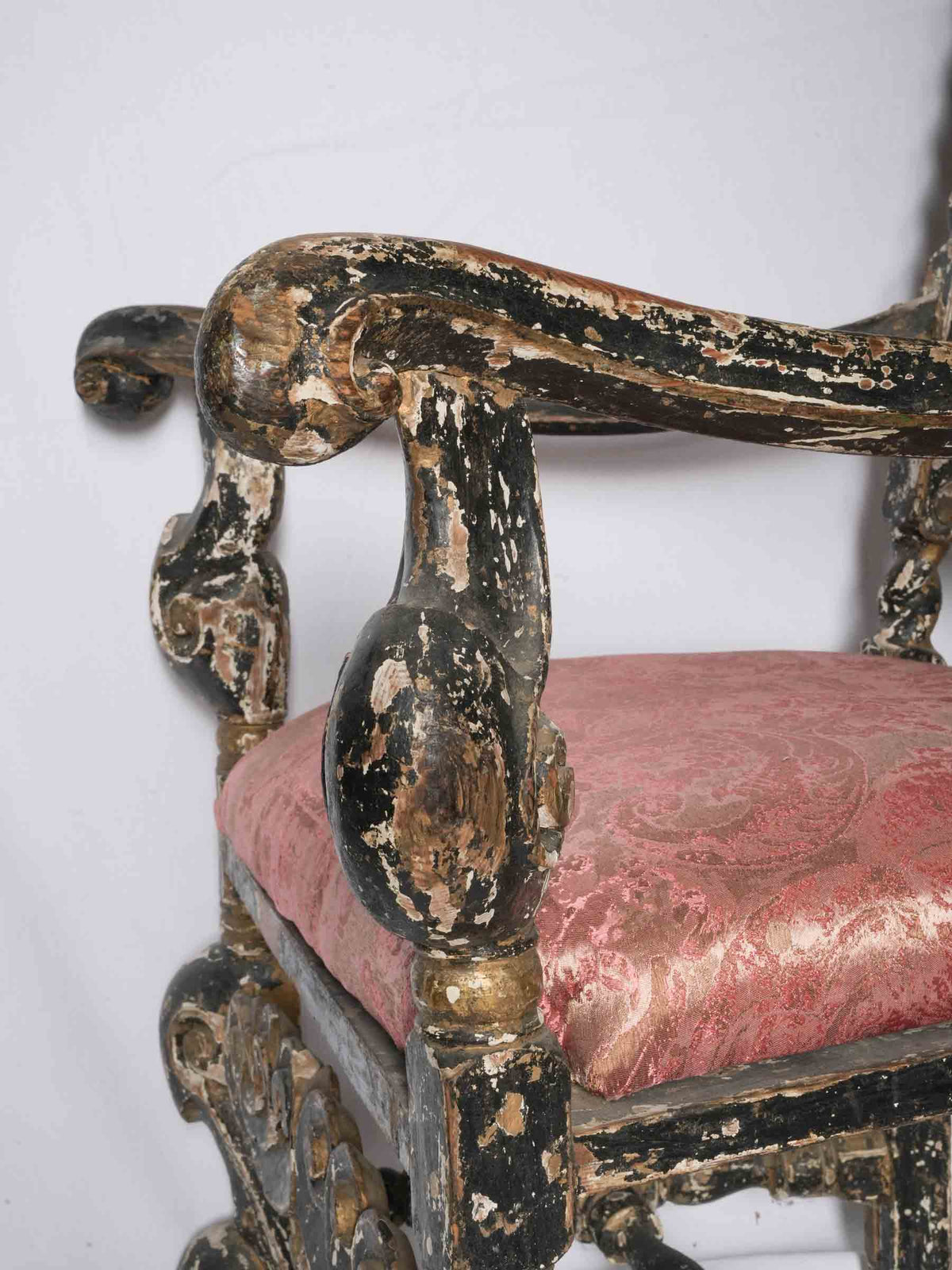 18th-Century Venetian Baroque Armchair with New Rubelli Upholstery - 52¼"