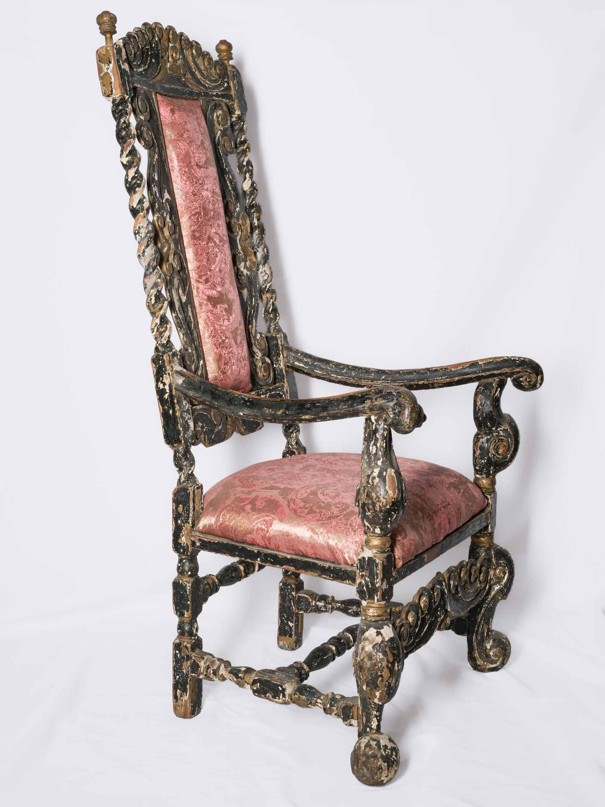 18th-Century Venetian Baroque Armchair with New Rubelli Upholstery - 52¼"