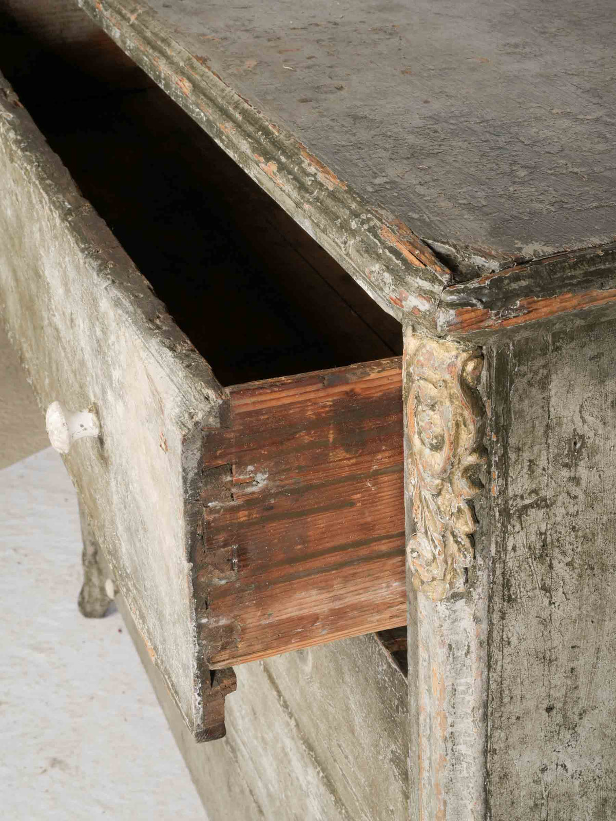 Tall French Chest of Drawers w/ Misty Gray Patina, Circa 1800 - 40¼" x 48¾"