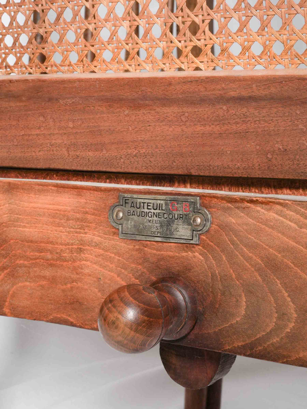 1920s French Adjustable Reclining Cane Lounge Chair