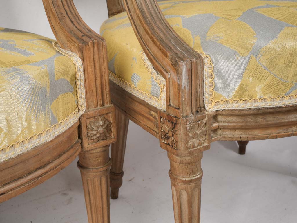 Set of Three Louis XVI Style Open Armchairs w/ Modern Upholstery