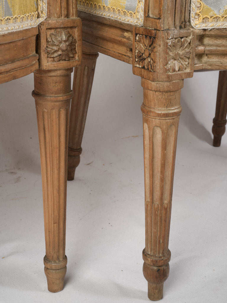 Set of Three Louis XVI Style Open Armchairs w/ Modern Upholstery