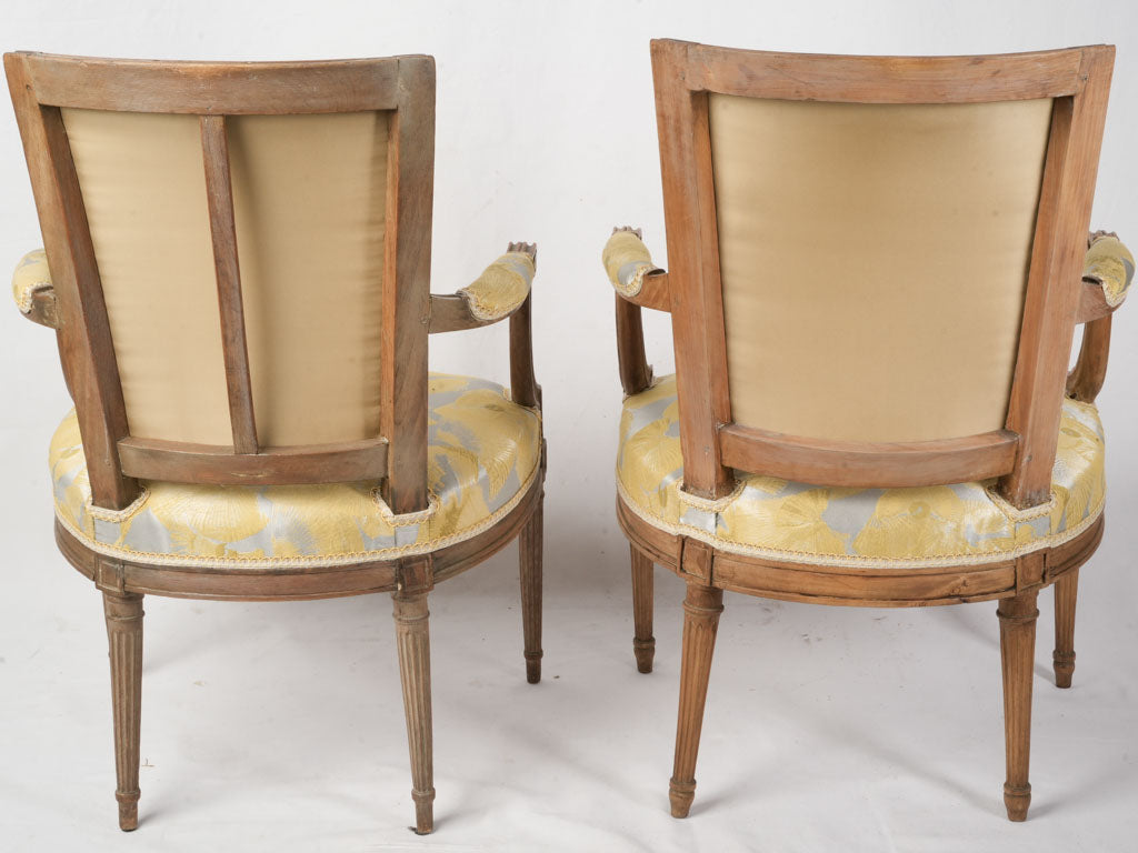 Set of Three Louis XVI Style Open Armchairs w/ Modern Upholstery