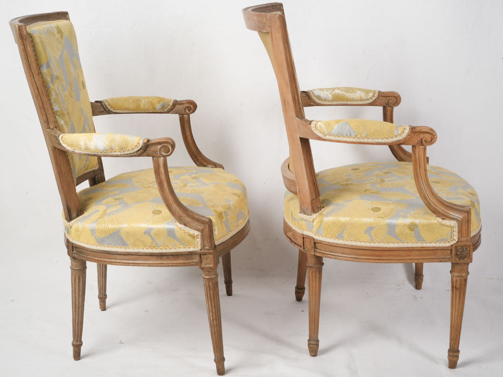 Set of Three Louis XVI Style Open Armchairs w/ Modern Upholstery