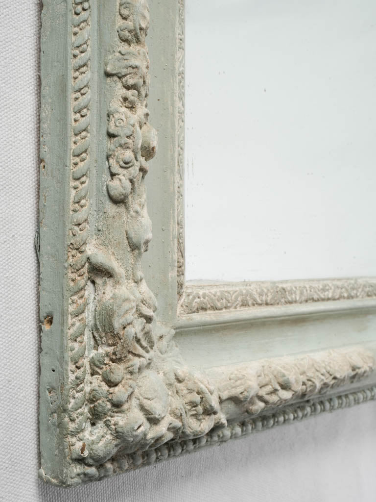 Late 19th Century French Rectangular Wall Mirror w/ Seafoam Green Finish and Mercury Plate - 35"x 25¼"