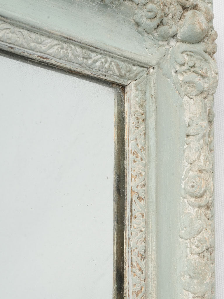 Late 19th Century French Rectangular Wall Mirror w/ Seafoam Green Finish and Mercury Plate - 35"x 25¼"