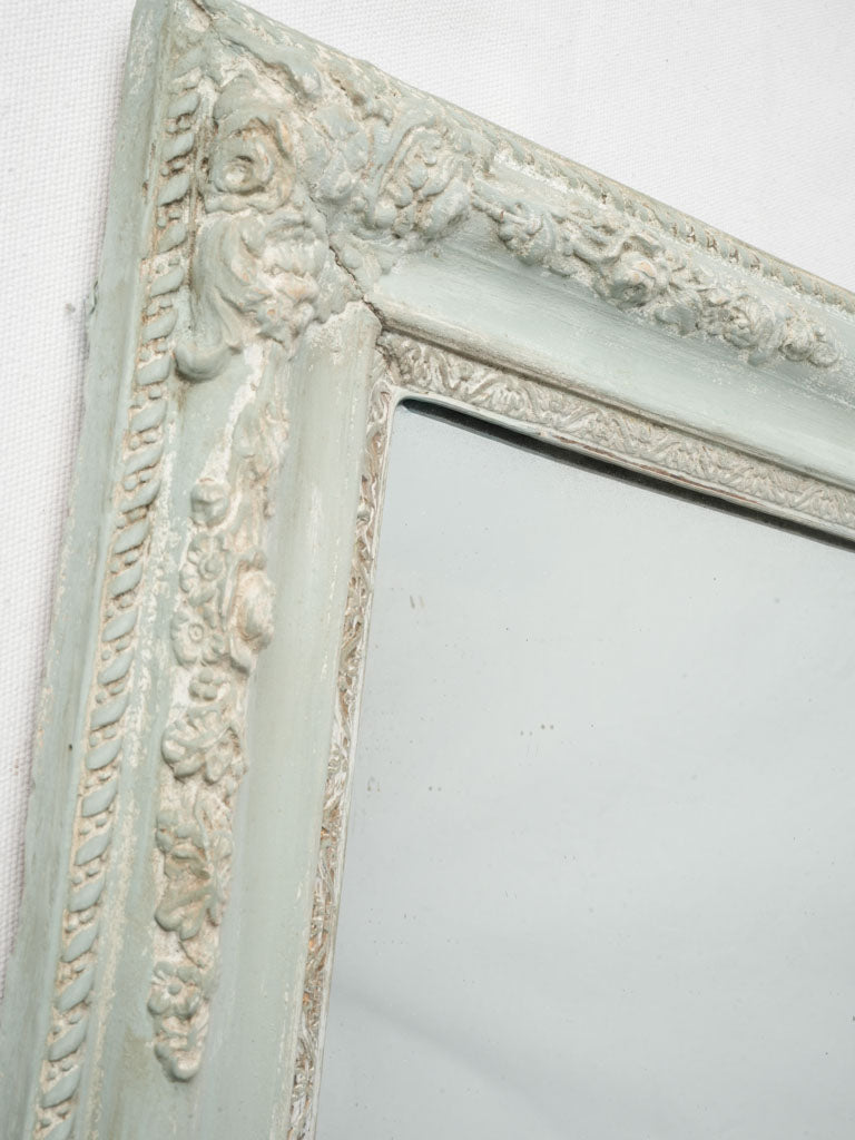 Late 19th Century French Rectangular Wall Mirror w/ Seafoam Green Finish and Mercury Plate - 35"x 25¼"