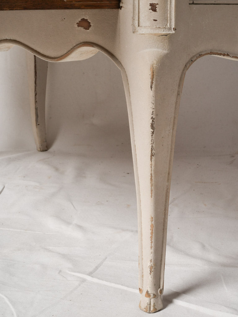 Romantic French Louis XV Style Commode in Distressed Pale Grey Finish