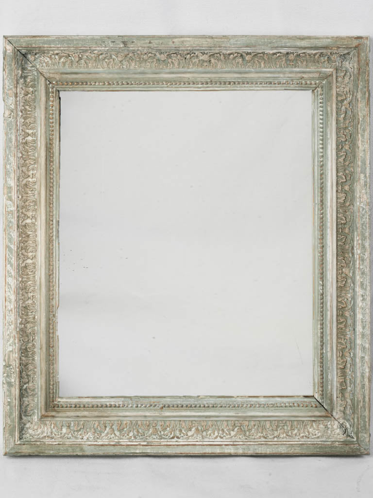 Late 19th Century Small French Rectangular Wall Mirror w/ Seafoam Green Patina - 22" x 19"