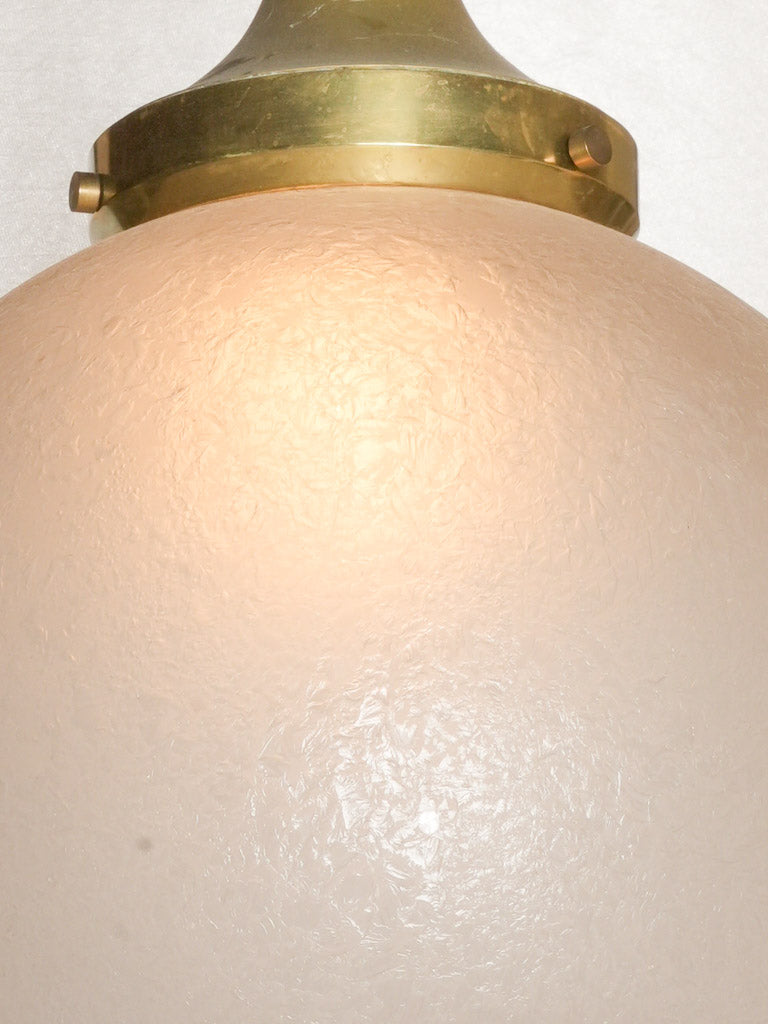 French Mid-Century Globe Pendant in Ice-Frosted Glass - 15"