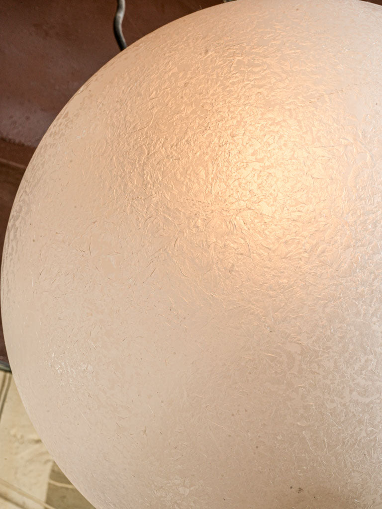 French Mid-Century Globe Pendant in Ice-Frosted Glass - 15"