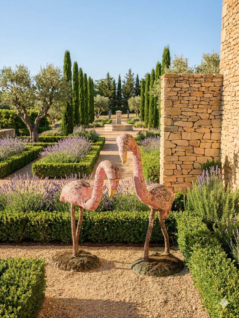 Weathered post-war flamingo decor