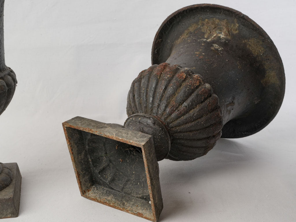 Picturesque patina French garden urns