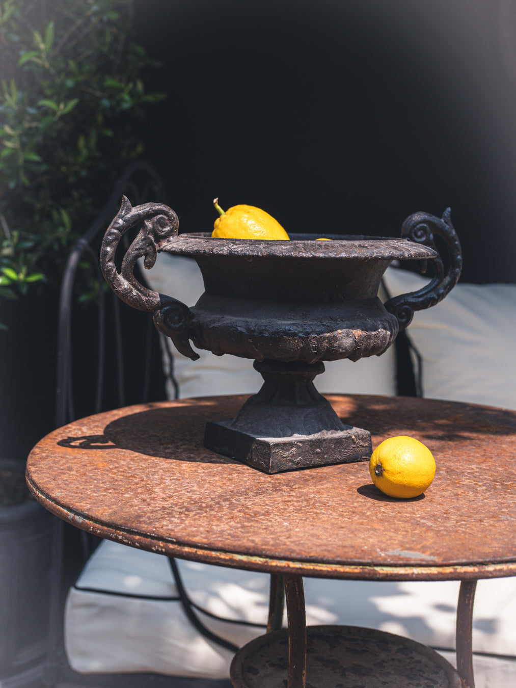 Vintage patina cast iron vases