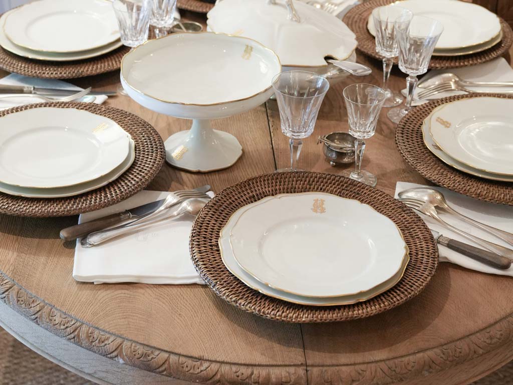 Early 20th-Century Monogrammed Porcelain Dinner Service by Émile Bourgeois for 10