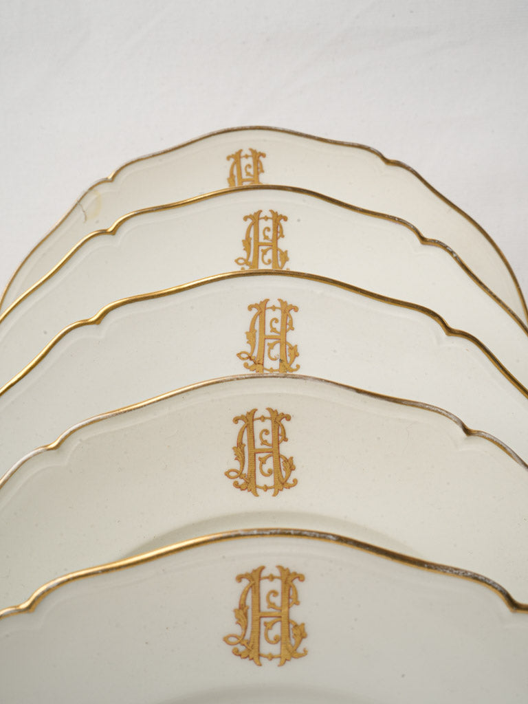 Early 20th-Century Monogrammed Porcelain Dinner Service by Émile Bourgeois for 10