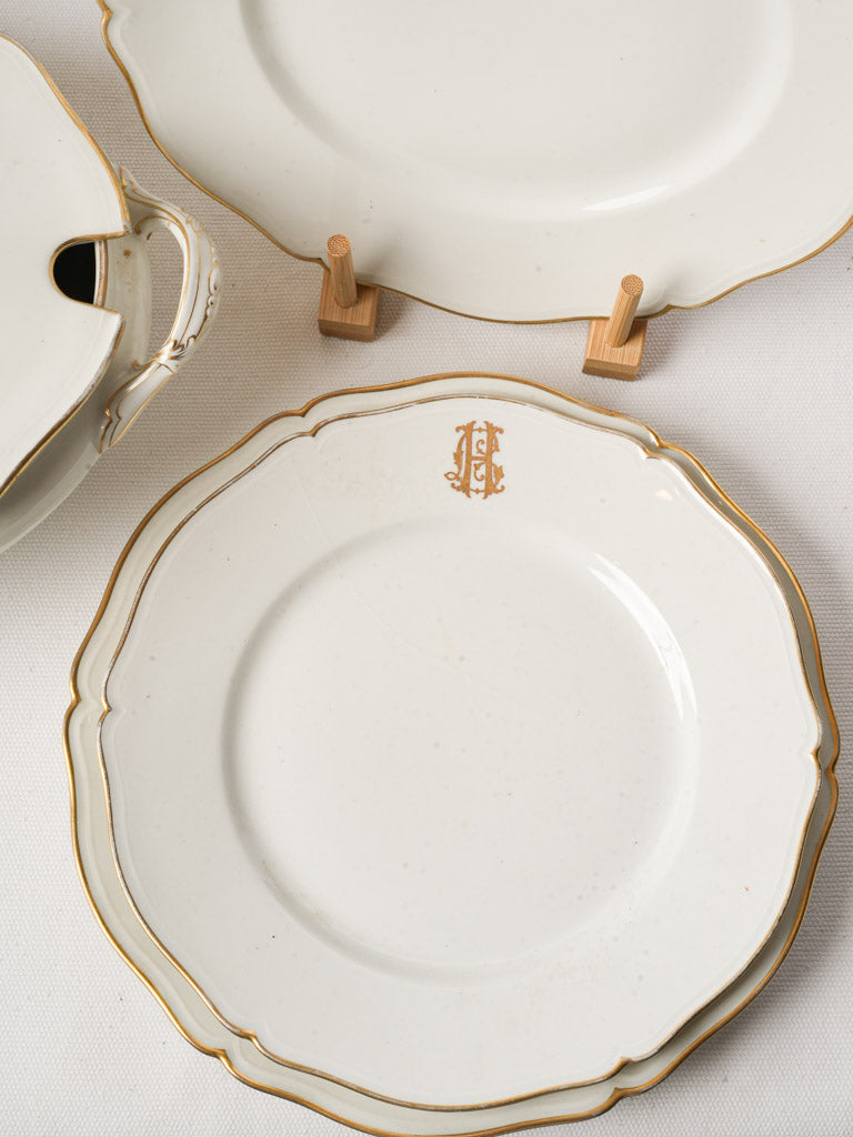 Early 20th-Century Monogrammed Porcelain Dinner Service by Émile Bourgeois for 10
