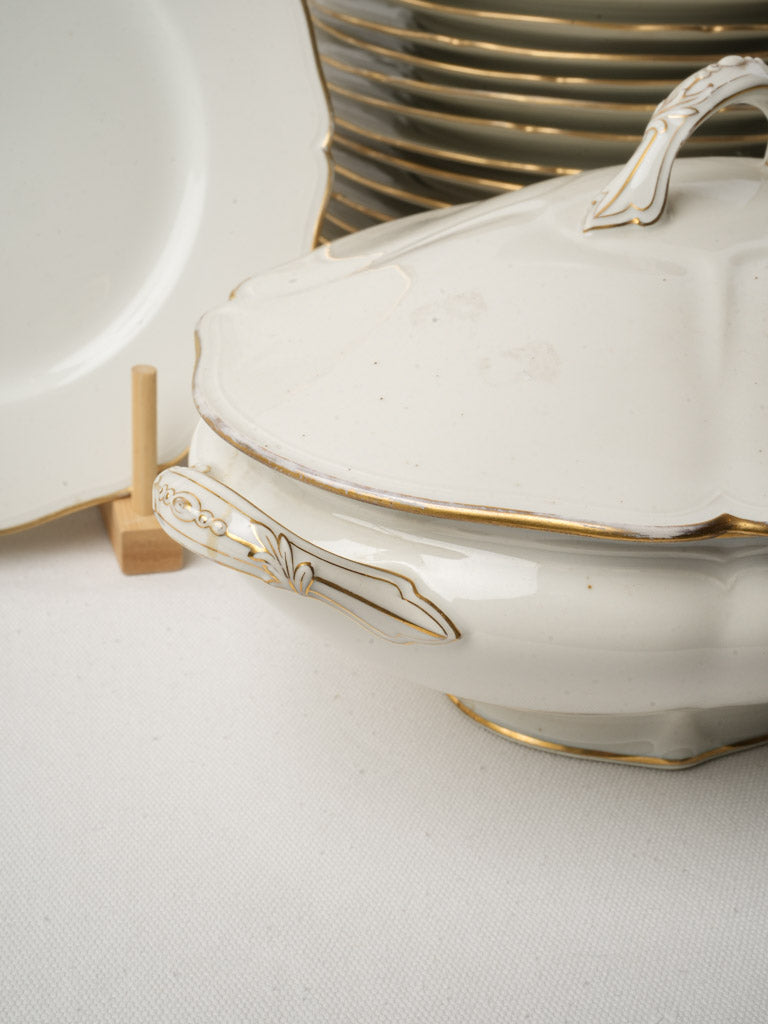 Early 20th-Century Monogrammed Porcelain Dinner Service by Émile Bourgeois for 10