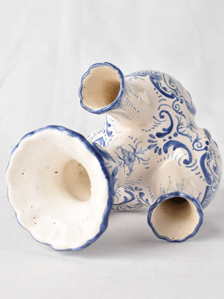 Elegant blue-white tulip vase by Moustier