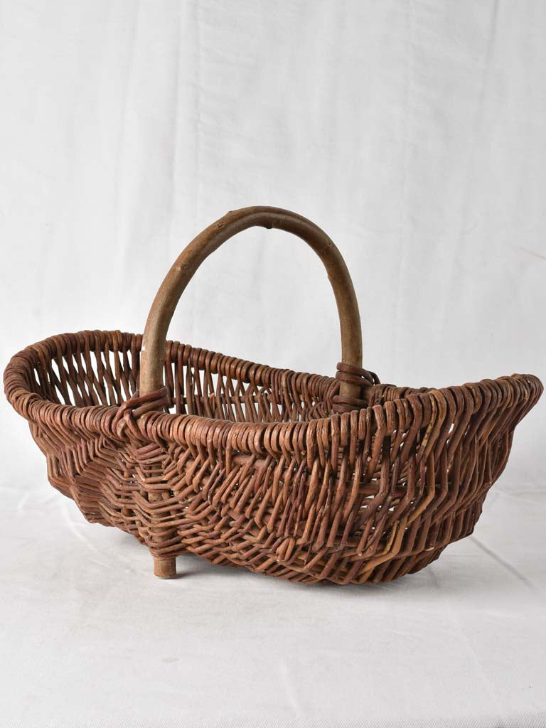 Large antique French wicker harvest basket 21¾"