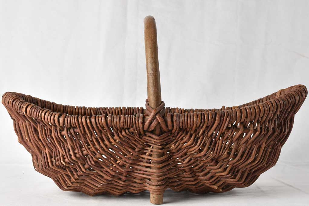 Large antique French wicker harvest basket 21¾"
