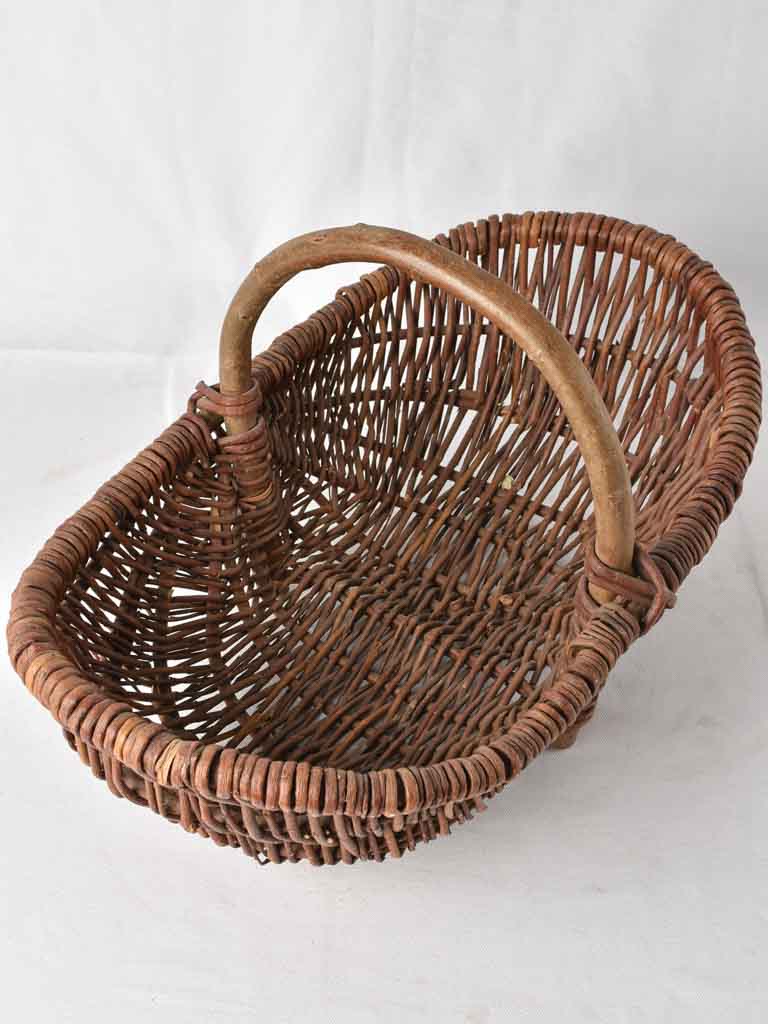 Large antique French wicker harvest basket 21¾"