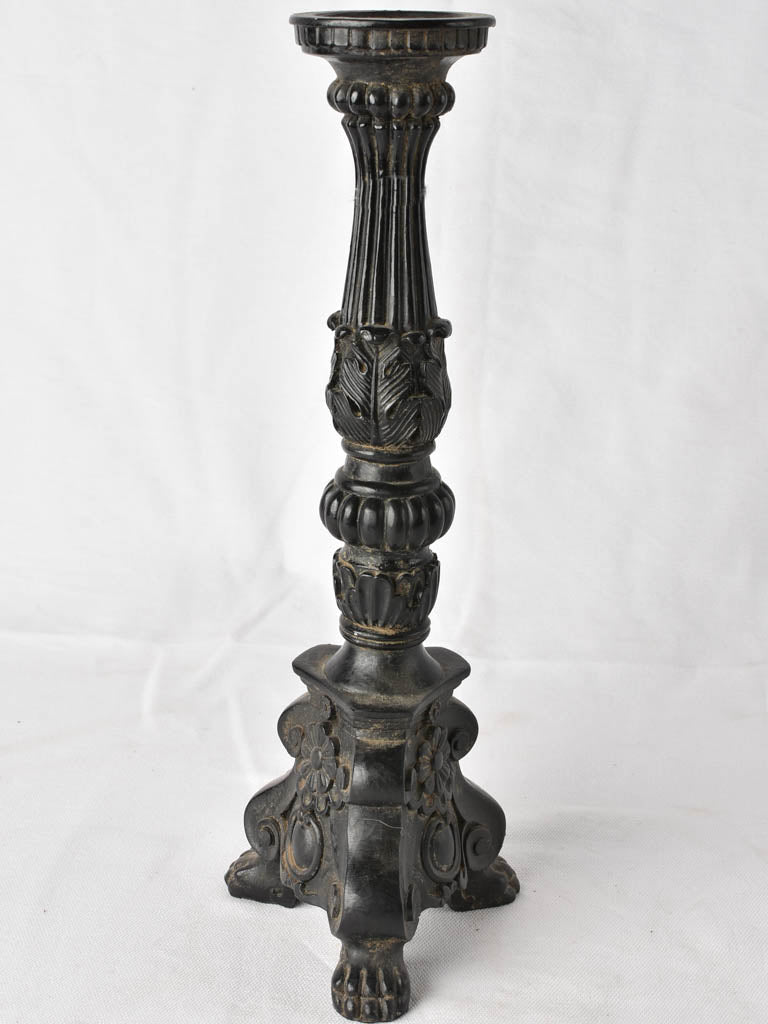 Antique French candlestick - black patina 15¼"